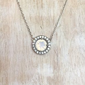 Sterling Silver Opal Stone CZ Necklace Pendant
